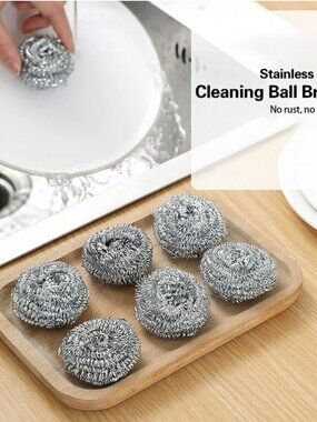 Stainless Steel Pot Pan Scrubber Cleaning Ball Tool 5 Pcs